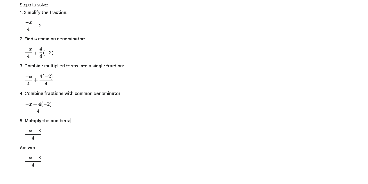 x/-4 -2 : Complete Solution step by step