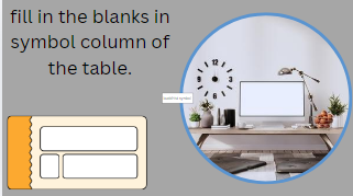 Fill in the blanks in symbol column of the table.
